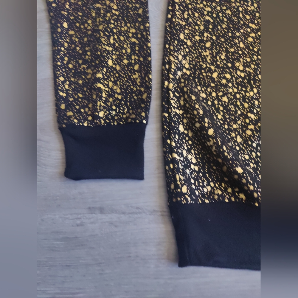 ULTRA REAR Material Girl Gold Foil Splatter Long Sleeve Drawstring Hoodie Unique - Picture 5 of 6